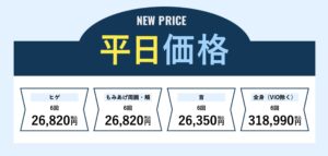 湘南美容外科のヒゲ脱毛の料金プラン（平日価格）